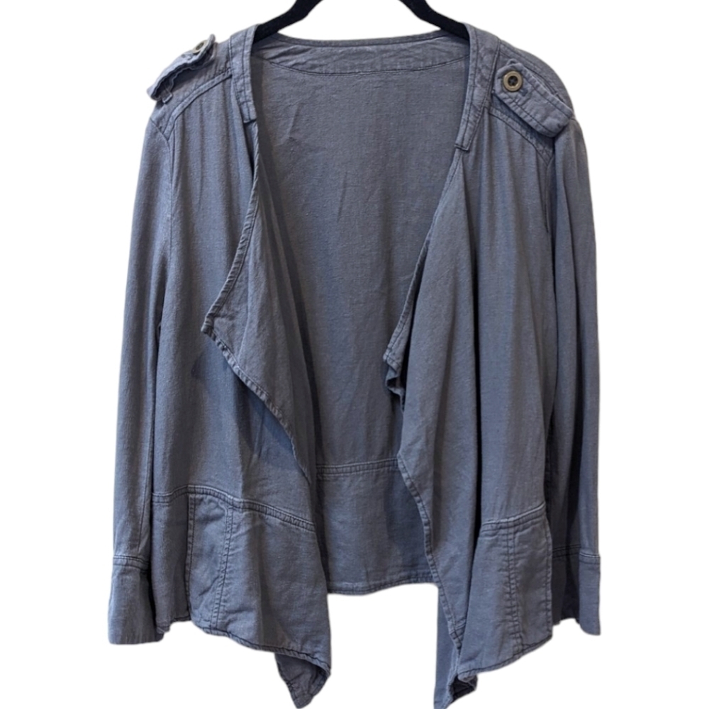 Anthropologie Daughters of the Liberation Linen Blend Open Front Jacket (M)